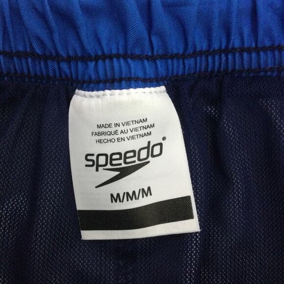 Speedo Blue Striped Hook and Loop Elastic Lined Pockets Swimming Trunks Men's M - Picture 6 of 12
